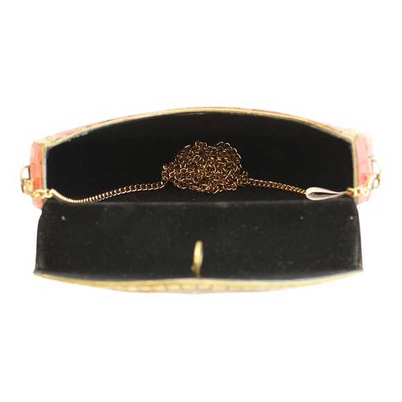 Elegant Gold Boho Orange & Turquoise Statement Bag - Picture 4 of 4